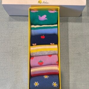 Mini Boden Kids Colorful Patterned Socks - Green, Blue, Navy, Pink, Yellow